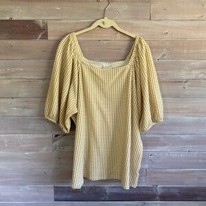 Ava & Viv mustard cream textured blouse size 2X